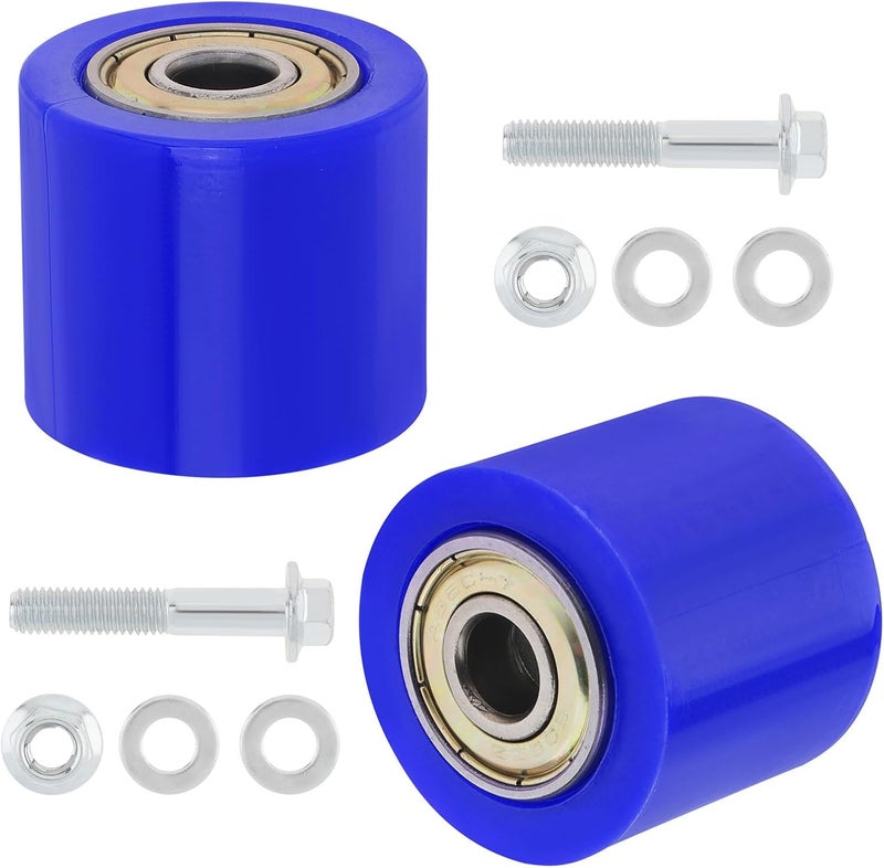 Windance 2Pcs 8mm Chain Tensioner Guide Wheel, Drive Chain Pulley Roller for Dirt Pit Bikes Street Bikes Motorcycles ATV Off Road (Blue) - Image 1